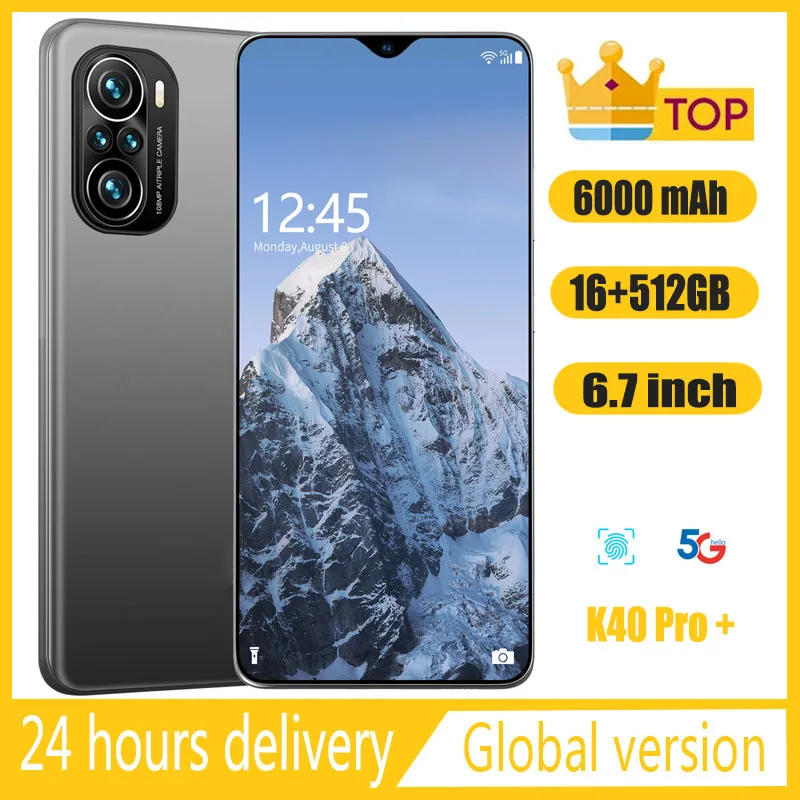 K40 Pro+ Global Version Smartphones 16GB+512GB Full Screen Mobile Phones 6.7Inch HD Cellphones 24+48MP HD Camera 6000mAh Face ID
K40 Pro+ Global Version Smartphones 16GB+512GB Full Screen Mobile Phones 6.7Inch HD Cellphones 24+48MP HD Camera 6000mAh Face ID