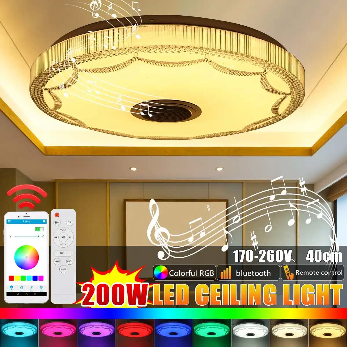 200W 40cm RGB LED Ceiling Light Remote APP Control Ceiling Lights Acrylic Lamp Smart bluetooth Speaker Music Lighting Fixture
200W 40cm RGB LED Ceiling Light Remote APP Control Ceiling Lights Acrylic Lamp Smart bluetooth Speaker Music Lighting Fixture