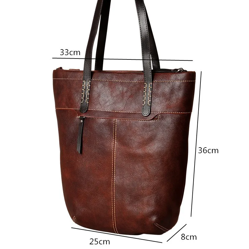 Bestform Retro Women Bucket Bag 2020 New Genuine Leather Hand Sewn Shoulder Bags Large Capacity Casual Tote Cowhide Handbag 
Bestform Retro Women Bucket Bag 2020 New Genuine Leather Hand Sewn Shoulder Bags Large Capacity Casual Tote Cowhide Handbag