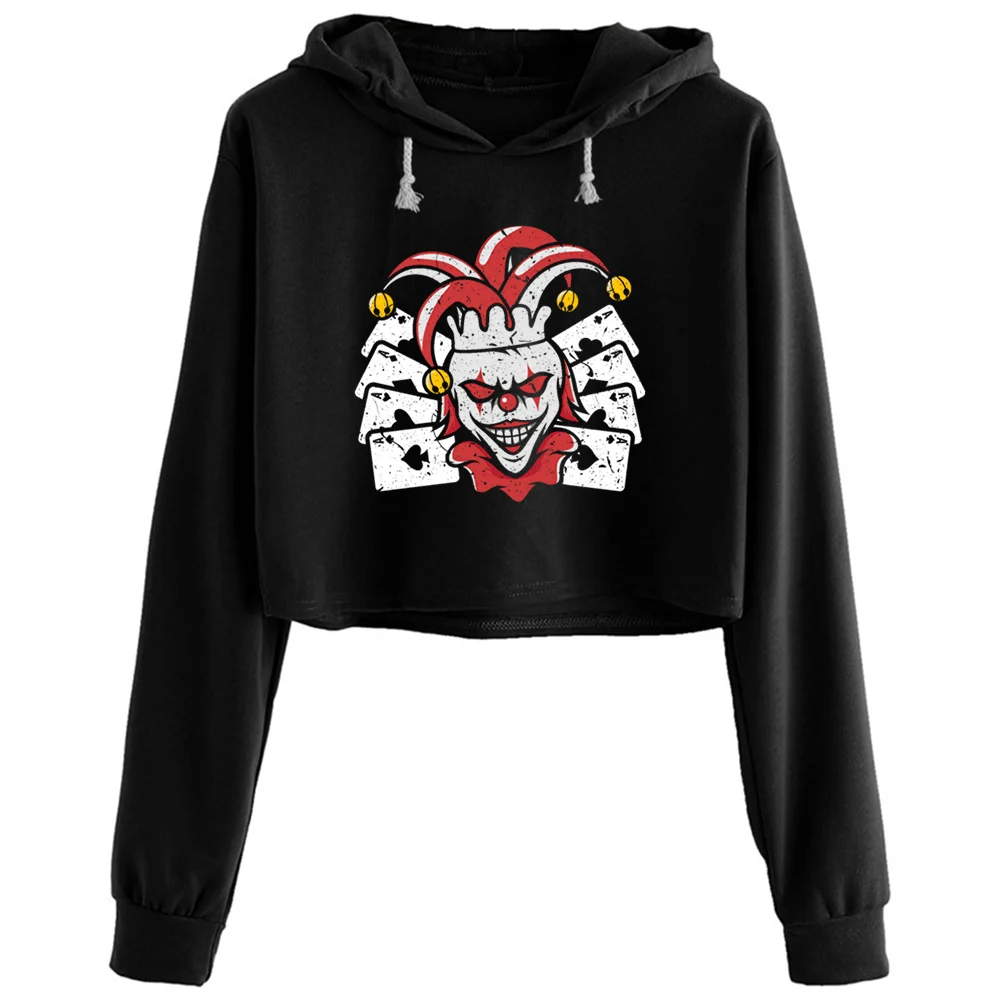 Horror Clown Scary Halloween Costume Crop Hoodies Women Kawaii Goth Grunge Harajuku Pullover For Girls
Horror Clown Scary Halloween Costume Crop Hoodies Women Kawaii Goth Grunge Harajuku Pullover For Girls