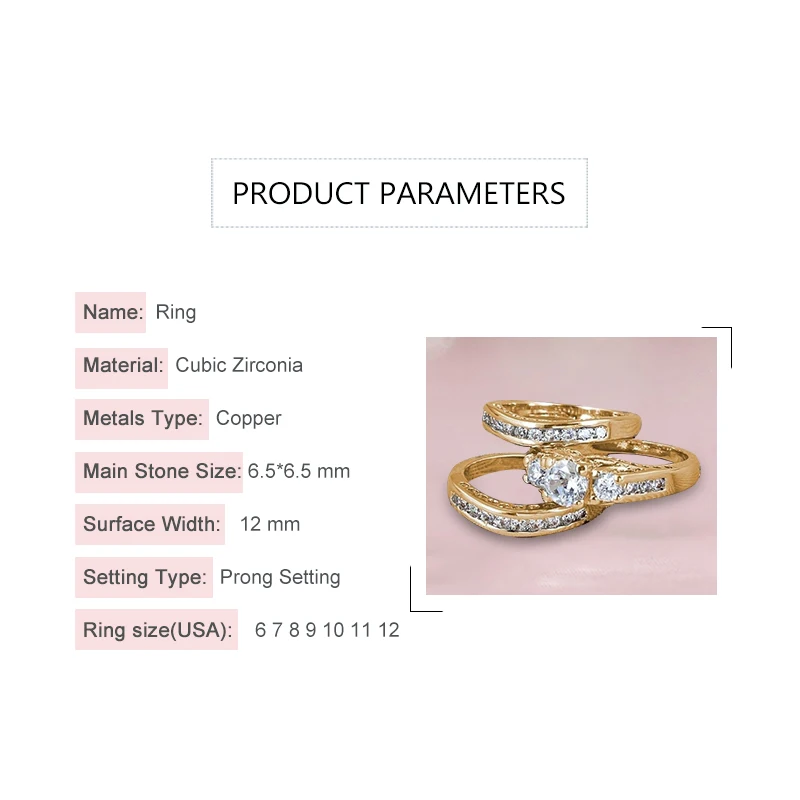 RBNYD 3 Pieces / Set Round Women's Ring Set Rose Gold / Silver Color CZ Crystal Wedding Jewelry Rings For Women Femal Xmas YR025
RBNYD 3 Pieces / Set Round Women's Ring Set Rose Gold / Silver Color CZ Crystal Wedding Jewelry Rings For Women Femal Xmas YR025
