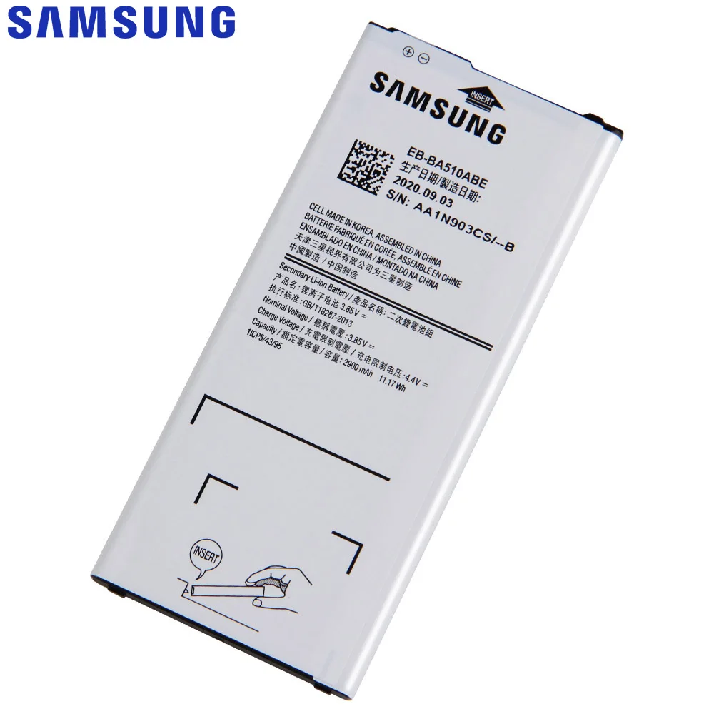 Оригинальная запасная батарея Samsung Galaxy A5 2016 Edition A510 A510F A5100 EB BA510ABE 2900 мАч|battery for|battery