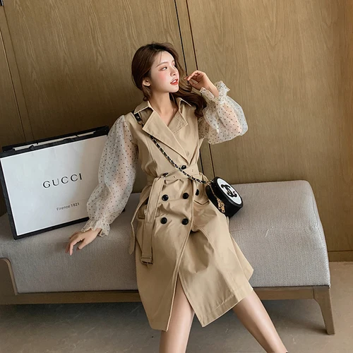 Fake Two Pieces Women Long Coat Autumn 2019 Korean Lace Mesh Dot Double Breasted Turndown Collar Coat Trenchcoat Womens
Fake Two Pieces Women Long Coat Autumn 2019 Korean Lace Mesh Dot Double Breasted Turndown Collar Coat Trenchcoat Womens