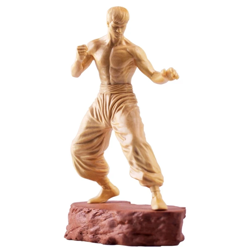 

Wood Carving 13cm Bruce Lee Hand-made Crafts Creative Car Decoration Home Decoration Chinese Collection