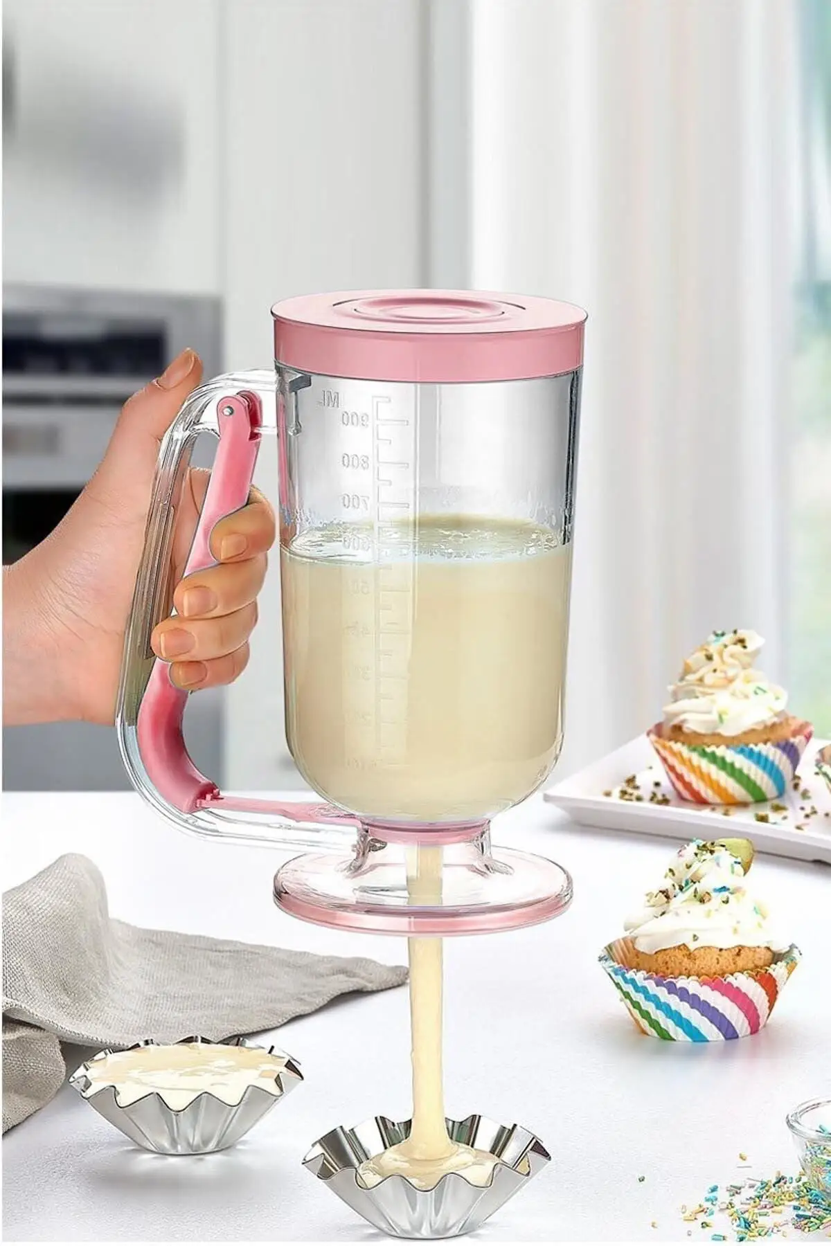 Dough Porsiyonlayc Batter Dispenser Pancake Cupcakes Batter Dispenser Waffle Cake/Dough Funnel Cream Separator Measuring Cup
Dough Porsiyonlayc Batter Dispenser Pancake Cupcakes Batter Dispenser Waffle Cake/Dough Funnel Cream Separator Measuring Cup