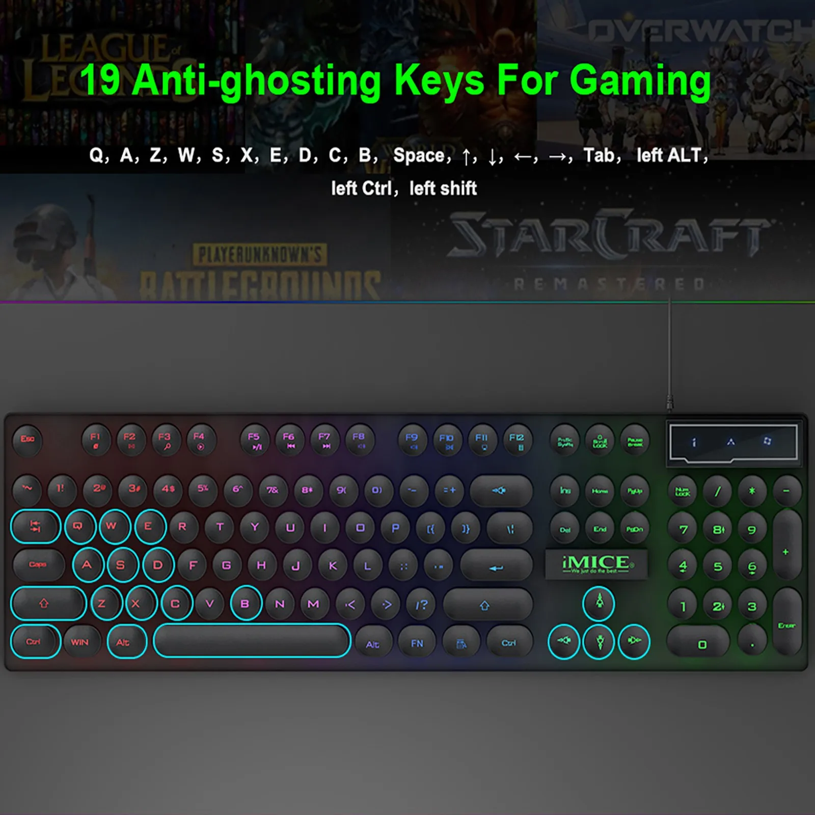 

Free Shipping Imice-rgb Backlit Gaming Keyboard Ak-800 Usb Wired Mechanical Feel 104 Keys Ergonomic office keyboard teclado