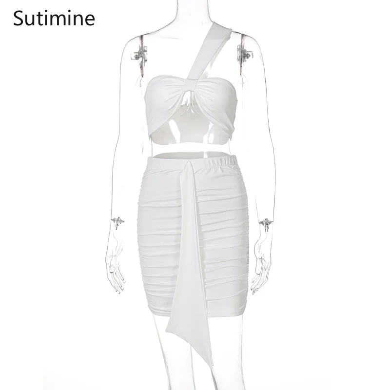 Sexy White Crop Top Side Split Mini Skirts Two Piece Set Women Twist One Shoulder 2 Piece Sets Summer White Party Clothes 2021
Sexy White Crop Top Side Split Mini Skirts Two Piece Set Women Twist One Shoulder 2 Piece Sets Summer White Party Clothes 2021