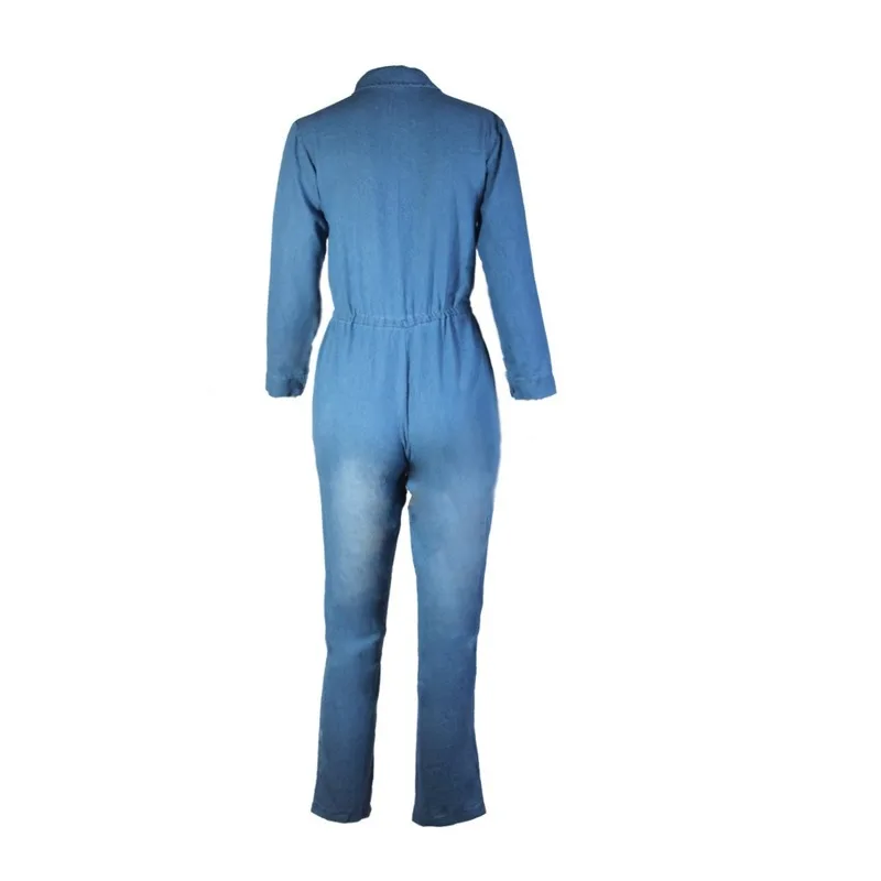 Thin Jeans Women's Jumpsuits Spring Slim Long Sleeve Lapel Single-breasted Washed Denim Bodysuit Lugentolo
Thin Jeans Women's Jumpsuits Spring Slim Long Sleeve Lapel Single-breasted Washed Denim Bodysuit Lugentolo
