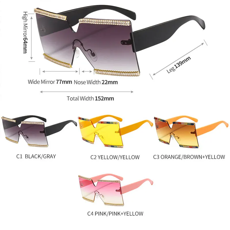 Luxury Rhinestone Sunglasses Women 2020 Trendy One Piece Gradient Sun Glasses Rimless Oversized Frame Female Shades UV400
Luxury Rhinestone Sunglasses Women 2020 Trendy One Piece Gradient Sun Glasses Rimless Oversized Frame Female Shades UV400