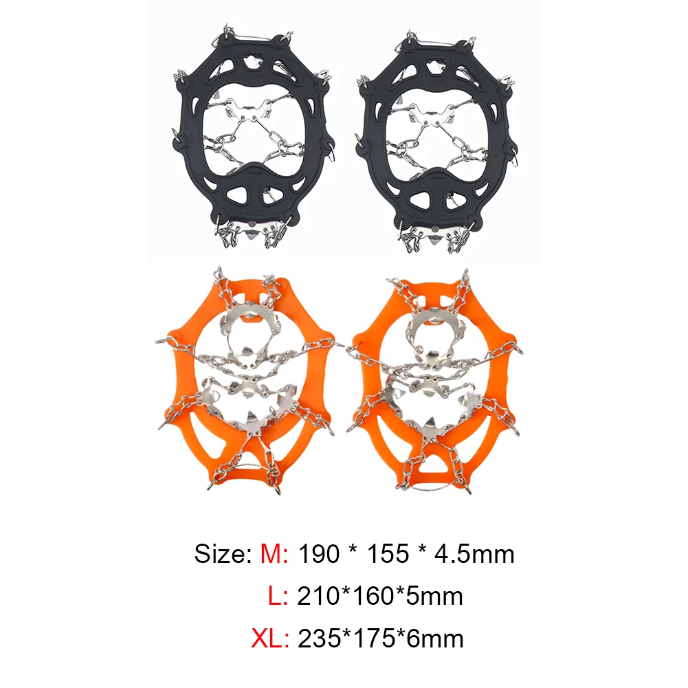19 Teeth Ice Shoes Gripper Spikes Stainless Steel Anti Slip Climbing Crampons Cover Cleats Chain Claws Winter Climbing Equipment 
19 Teeth Ice Shoes Gripper Spikes Stainless Steel Anti Slip Climbing Crampons Cover Cleats Chain Claws Winter Climbing Equipment