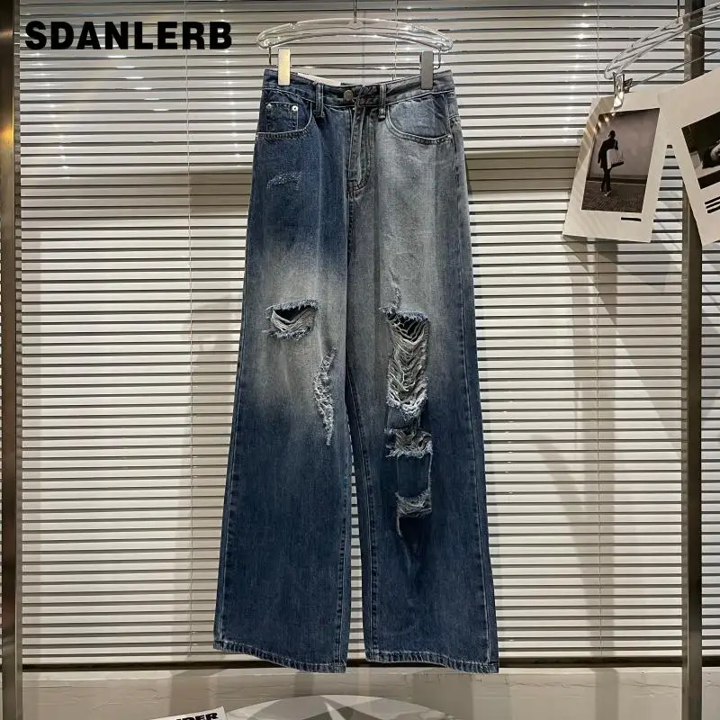 2021 Autumn Baggy Jeans New Irregular Washing Contrast Color Ripped Beggar Denim Pants Wide-Leg Jeans Fashionable Trousers
2021 Autumn Baggy Jeans New Irregular Washing Contrast Color Ripped Beggar Denim Pants Wide-Leg Jeans Fashionable Trousers