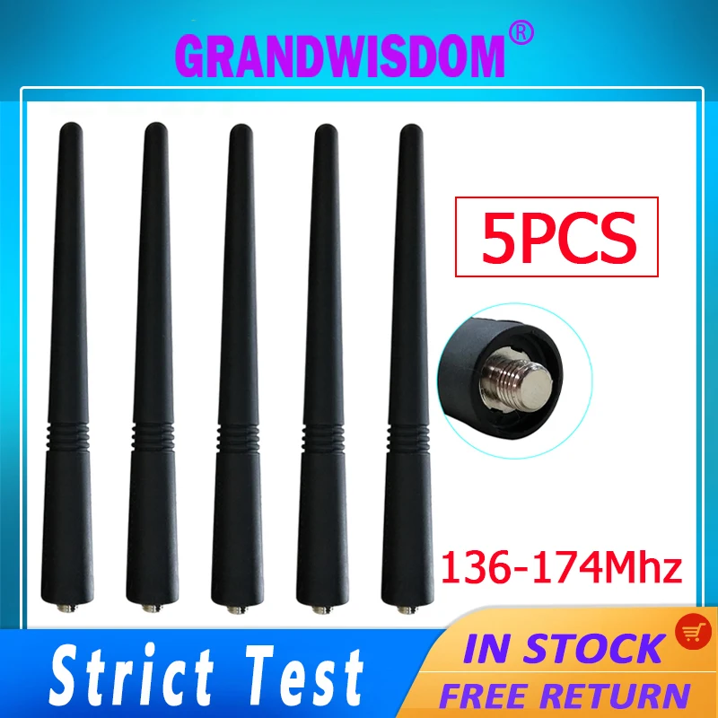 

Grandwisdom 5pcs Walkie Talkie Antenna VHF 136-174Mhz Compatible IOT motorola HT750 HT1250 GP340 GP360 CP150 CT250 CT450 Radio