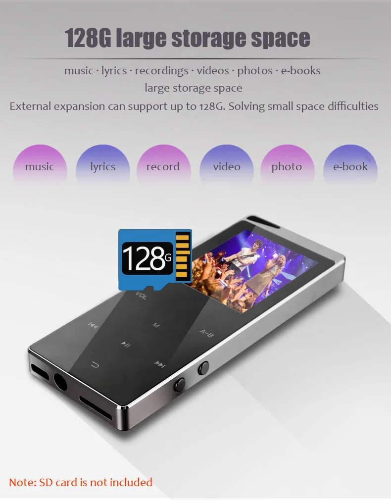 Mp3-плеер с Bluetooth динамиком сенсорная клавиша встроенная память 8 ГБ 16