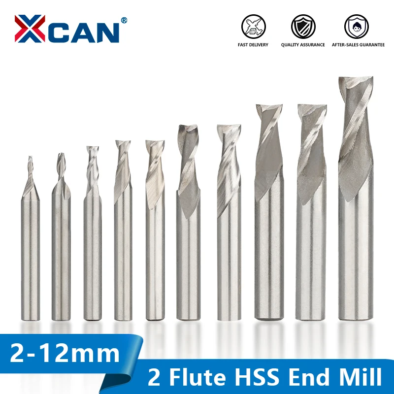 

XCAN HSS Metal Cutter 2 Flute Milling Cutter 2-12mm HSS End Mill Aluminum Milling Tool CNC Machine Router Bit