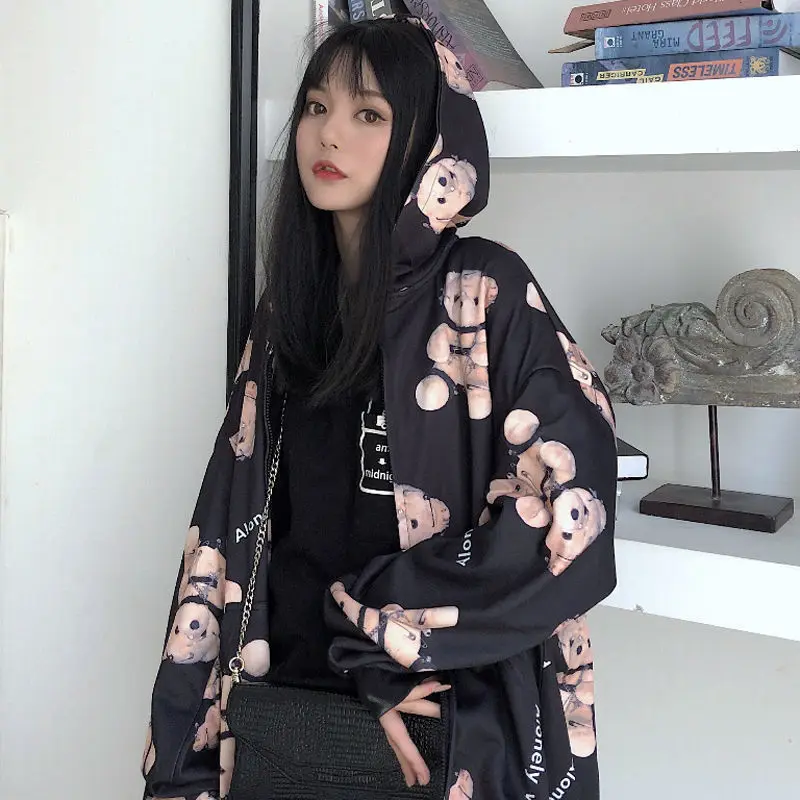 HOUZHOU Bear Print Zip Up Hoodie Women Winter 2020 Fashion Plus Velvet Sweatshirt Long Sleeve Loose Casual Streetwear Hoodies
HOUZHOU Bear Print Zip Up Hoodie Women Winter 2020 Fashion Plus Velvet Sweatshirt Long Sleeve Loose Casual Streetwear Hoodies