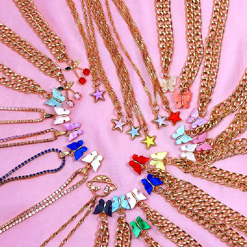 Flatfoosie Fashion Acrylic Butterfly CZ Chain Necklace Gold Color Cuban Chain Choker Necklace for Women Girls Bijoux New Gift
Flatfoosie Fashion Acrylic Butterfly CZ Chain Necklace Gold Color Cuban Chain Choker Necklace for Women Girls Bijoux New Gift
