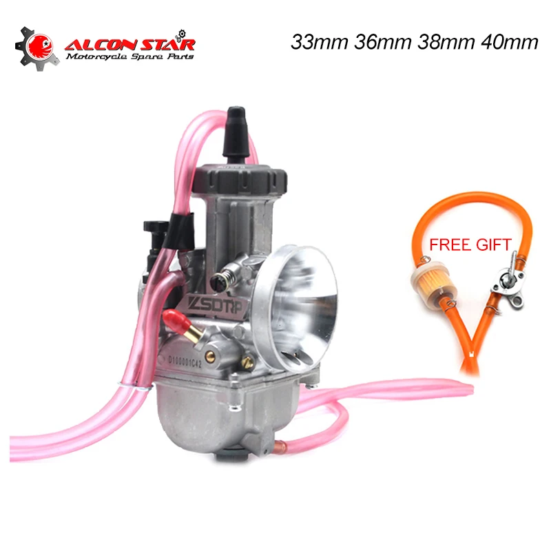 Универсальный мотоциклетный карбюратор Alconstar PWK серебряного цвета 34 36 38 40 мм для Mikuni Dellorto Koso с струей питания и подарком