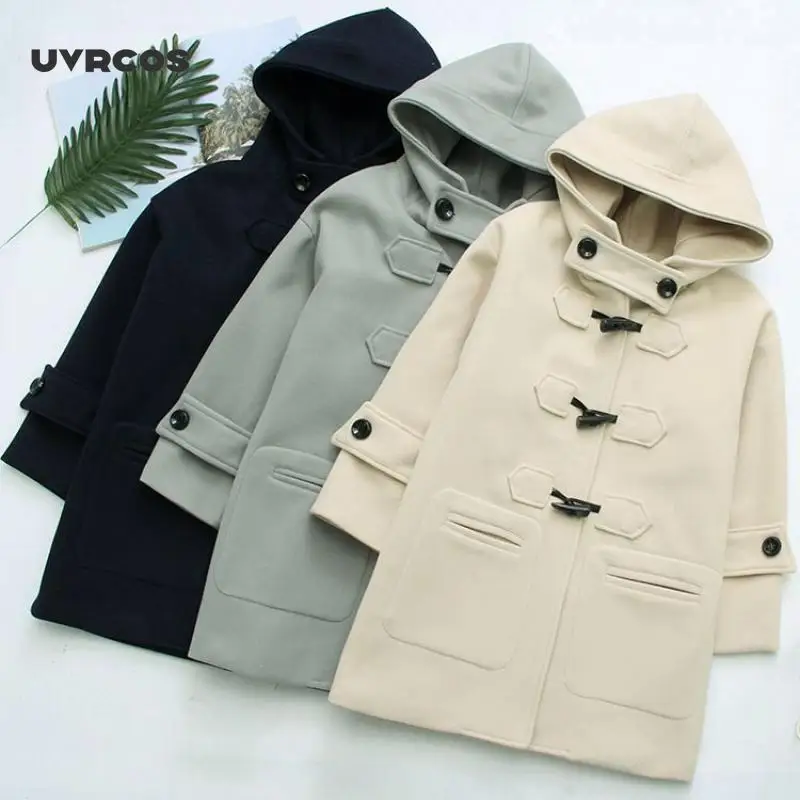 2021 Cow Horn Buckles Coats Women Autumn and Winter Long Woolen Coat Hooded Student Small Coat
2021 Cow Horn Buckles Coats Women Autumn and Winter Long Woolen Coat Hooded Student Small Coat