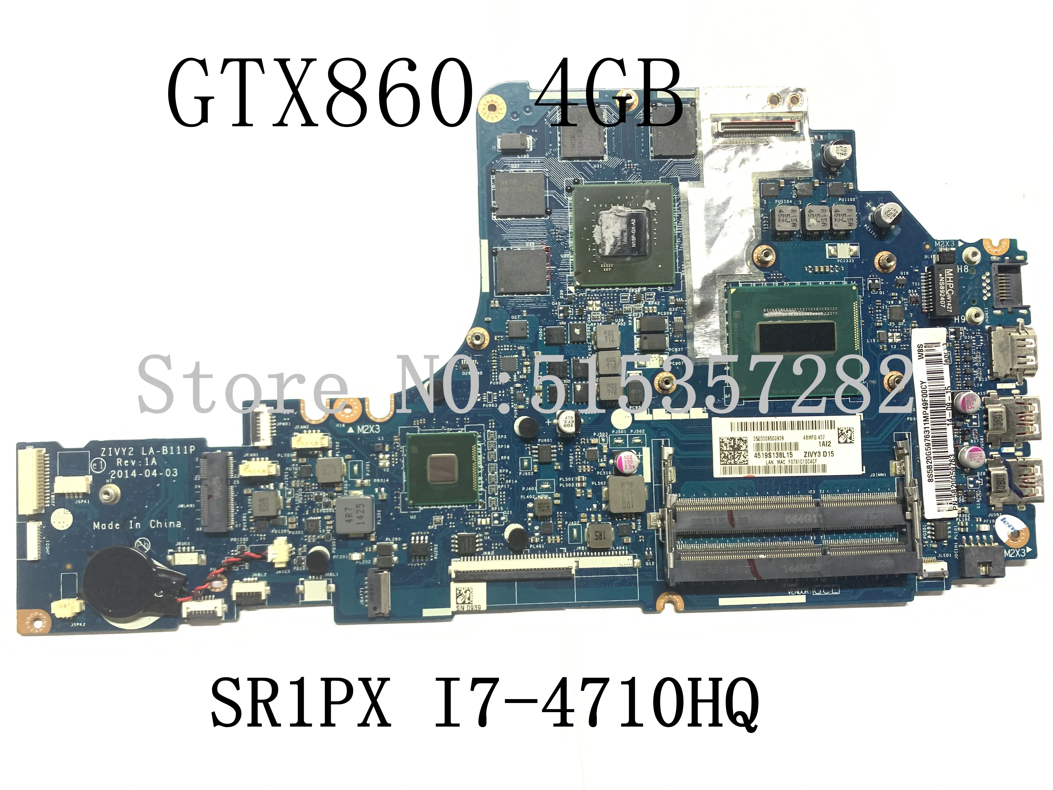 LA B111P материнская плата для ноутбука Lenovo Y70 70 17 дюймовый оригинальная I7 4710HQ GTX860M