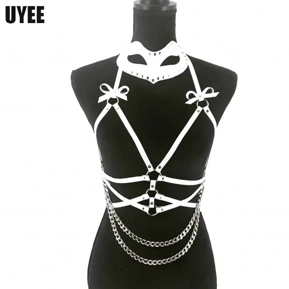 UYEE Women Sexy Body Bondage PU Leather Belt White Harness Suit For Lingerie Bow-knot Suspenders Chest Cat Face Mask Belt Garte
UYEE Women Sexy Body Bondage PU Leather Belt White Harness Suit For Lingerie Bow-knot Suspenders Chest Cat Face Mask Belt Garte