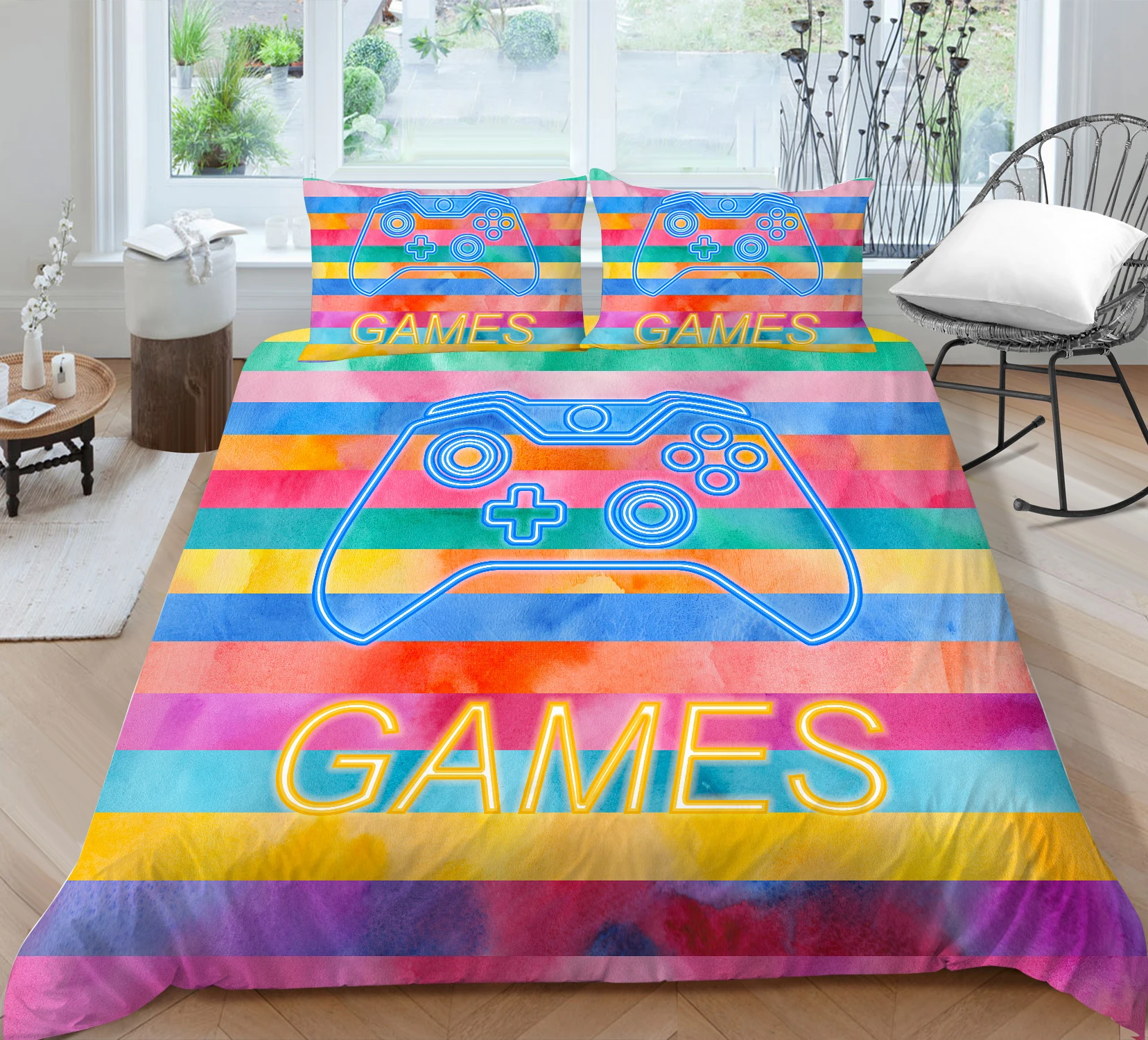 Pink and Blue Gamepad Printing Bedding set Game Duvet cover set for Kids and Children Bedroom Decor 2/3pcs
Pink and Blue Gamepad Printing Bedding set Game Duvet cover set for Kids and Children Bedroom Decor 2/3pcs
