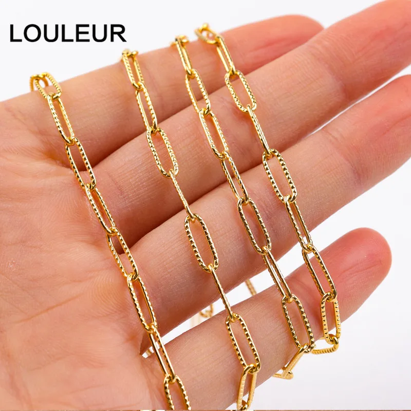 

1 Meter 4mm width Gold Plated Stainless Steel Chains Tone Textured Circle Rolo Link Chain for Women Necklace DIY Jewelry Making