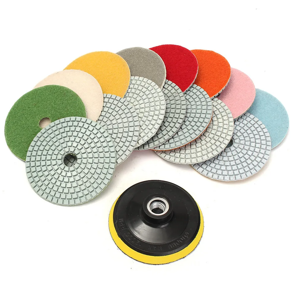 16pcs Diamond Polishing Pads Kit 4 inch 100mm Wet/Dry for Granite Stone Concrete Marble Polishing Use Grinding Discs Set
16pcs Diamond Polishing Pads Kit 4 inch 100mm Wet/Dry for Granite Stone Concrete Marble Polishing Use Grinding Discs Set