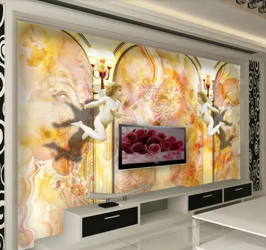 

Европейский стиль водонепроницаемые обои для спальни стены рельеф Ангел 3D фон украшение стены 3D настенная бумага 3d 2020