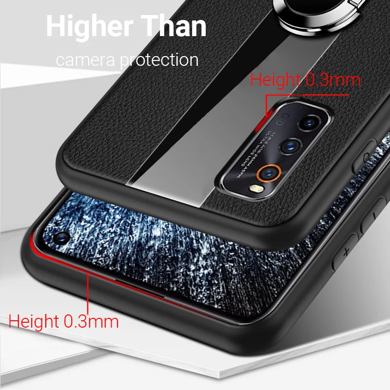 

With Metal Ring Stand Redmi Note9 8 Pro 9S 9Pro Max Note 9 8 7 Leather Case For Xiaomi Redmi9 8 7 10X K30 Pro K20 K30 Back Cover