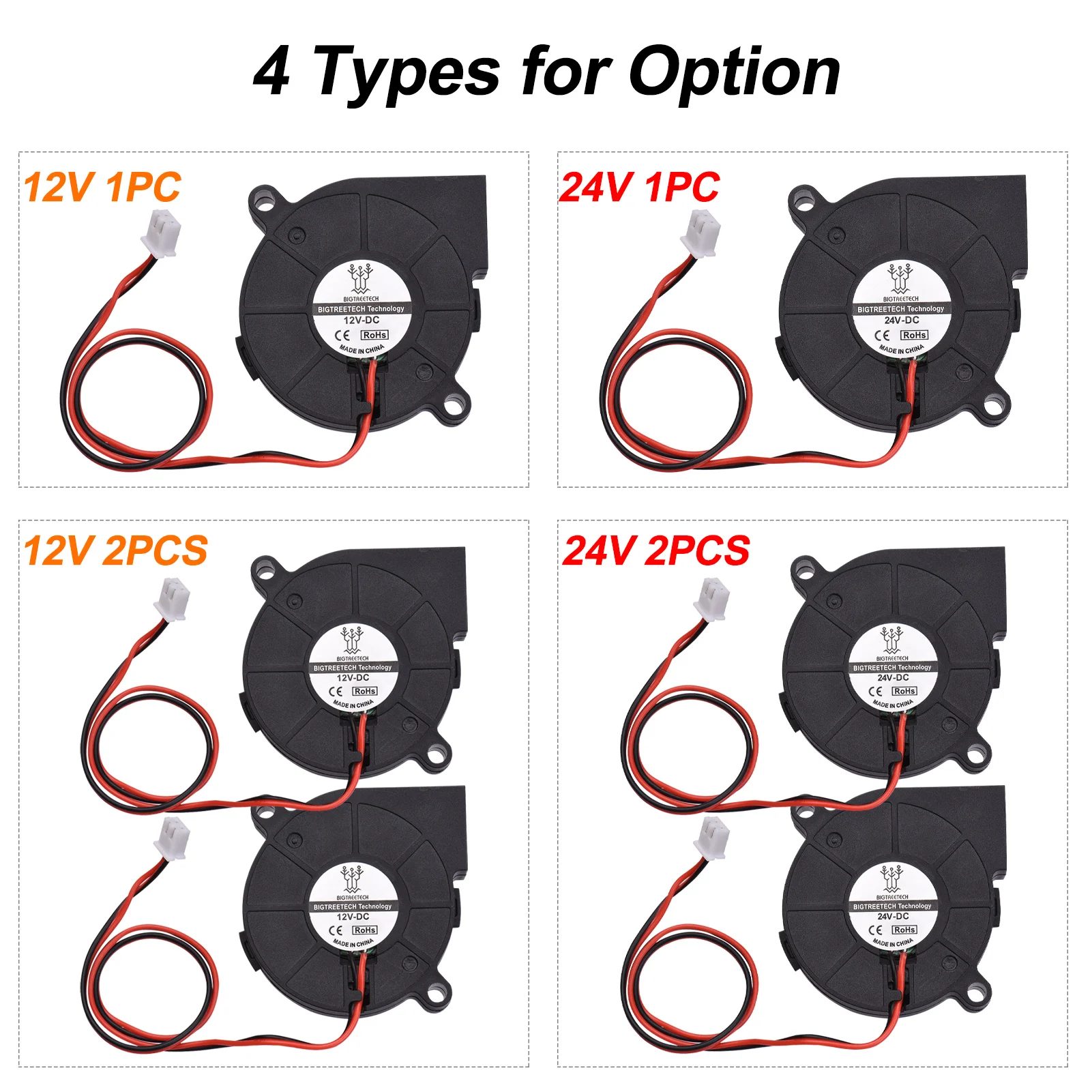 Anet 5015 Cooling Fan 50x50x15mm 12V/24V Brushless Fan Blower Fan 2-Pin Connector for 3D Printer Parts
Anet 5015 Cooling Fan 50x50x15mm 12V/24V Brushless Fan Blower Fan 2-Pin Connector for 3D Printer Parts