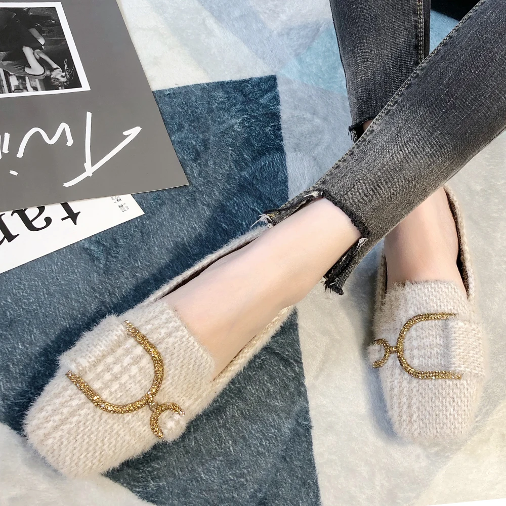 Crystal Winter Flat Loafers Square Toe Women Moccasins Ballet Flats Ladies Beige Mink Fur Flats Slip On Loafer
Crystal Winter Flat Loafers Square Toe Women Moccasins Ballet Flats Ladies Beige Mink Fur Flats Slip On Loafer