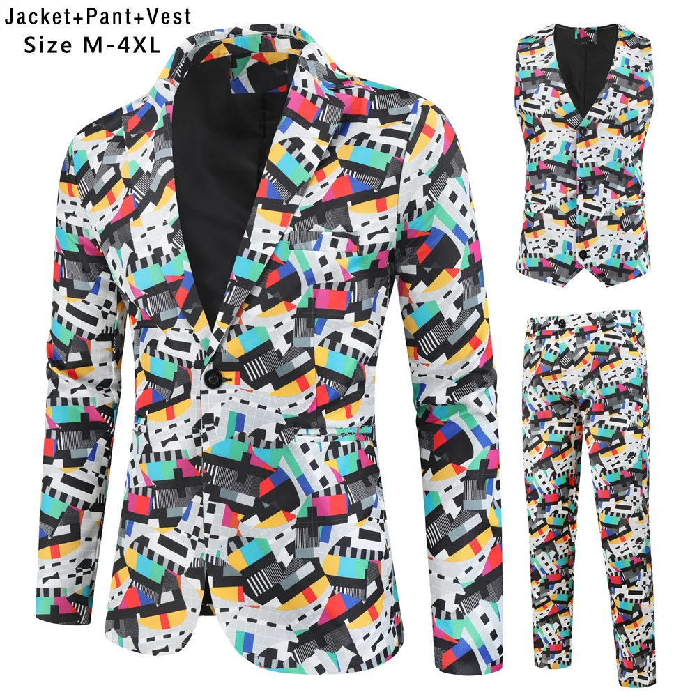 Suits for Men New Casual Printing Suit Vest Trouser Suit 3-Piece Set Wedding Men Fashion Suits Suit Jacket Basted
Suits for Men New Casual Printing Suit Vest Trouser Suit 3-Piece Set Wedding Men Fashion Suits Suit Jacket Basted