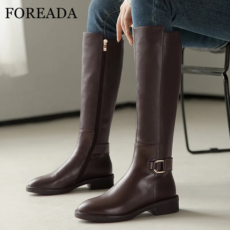 FOREADA Med Heel Riding Boots Woman Natural Genuine Leather Knee High Boots Chunky Heel Long Boots Zip Ladies Shoes Autumn Black
FOREADA Med Heel Riding Boots Woman Natural Genuine Leather Knee High Boots Chunky Heel Long Boots Zip Ladies Shoes Autumn Black