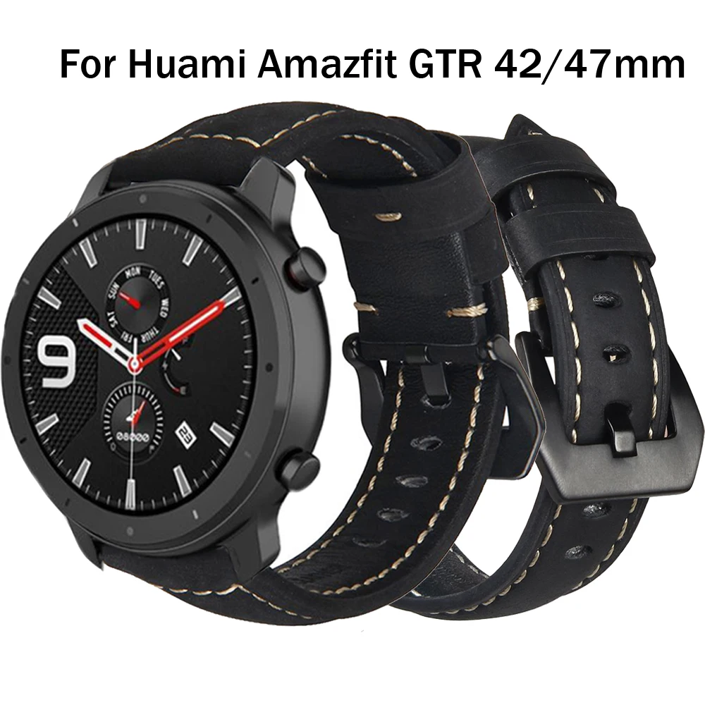 Кожаный браслет ремешок для наручных часов Honor Magic Huawei Watch GT gt2 46 мм Huami Amazfit GTR 47 42