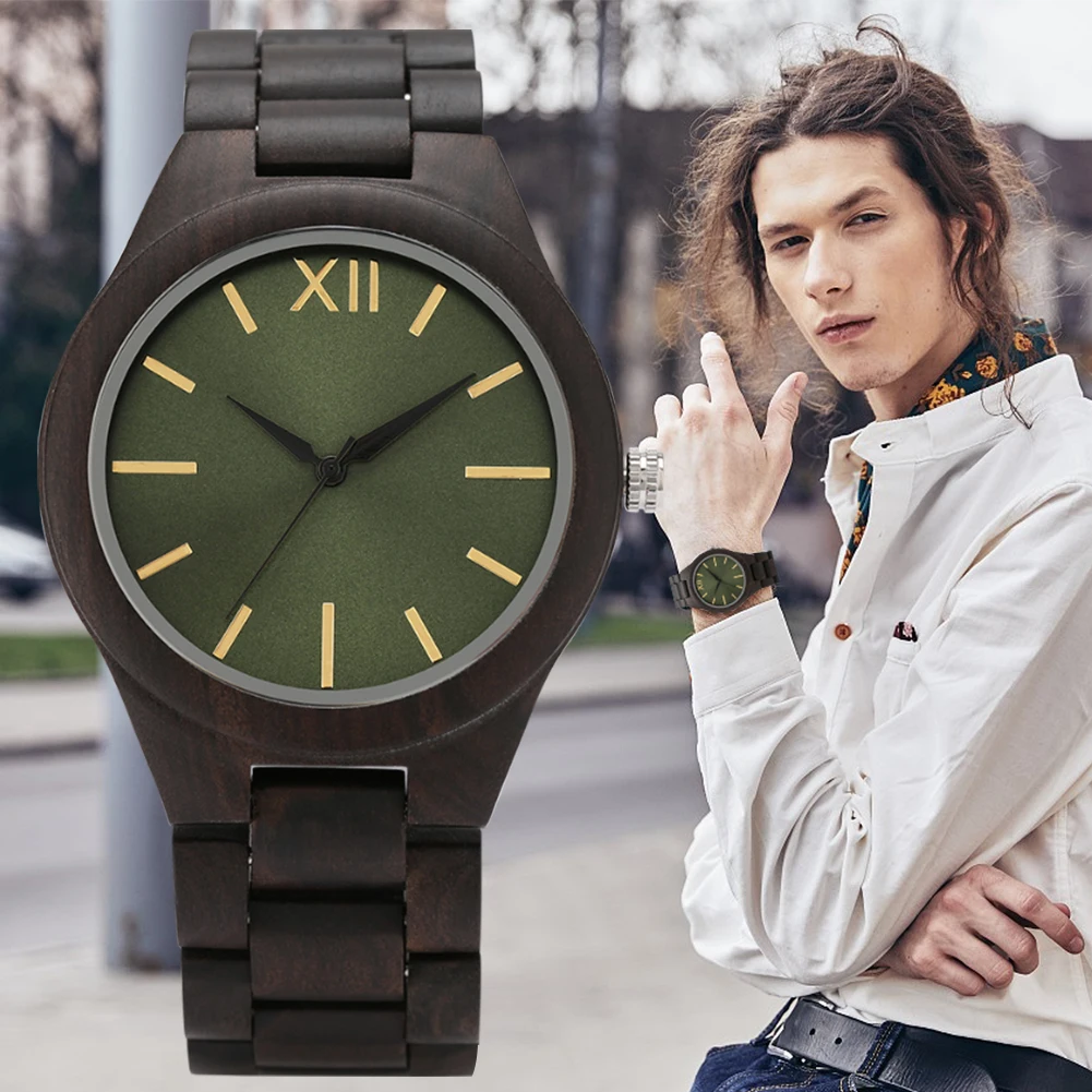 Retro Wood Watches for Men Natural Ebony Full Wooden Bracelet Men's Quartz Wrist Watch Simple Green Male Clock Relogio Masculino
Retro Wood Watches for Men Natural Ebony Full Wooden Bracelet Men's Quartz Wrist Watch Simple Green Male Clock Relogio Masculino