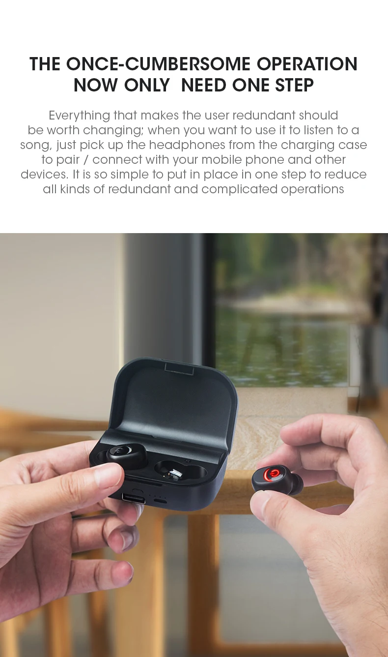 TWS True Wireless Headphone Bluetooth Earphone Noise Canceling Hifi Earbuds with 1800mAh Charging Case for IOS Android Phones
TWS True Wireless Headphone Bluetooth Earphone Noise Canceling Hifi Earbuds with 1800mAh Charging Case for IOS Android Phones