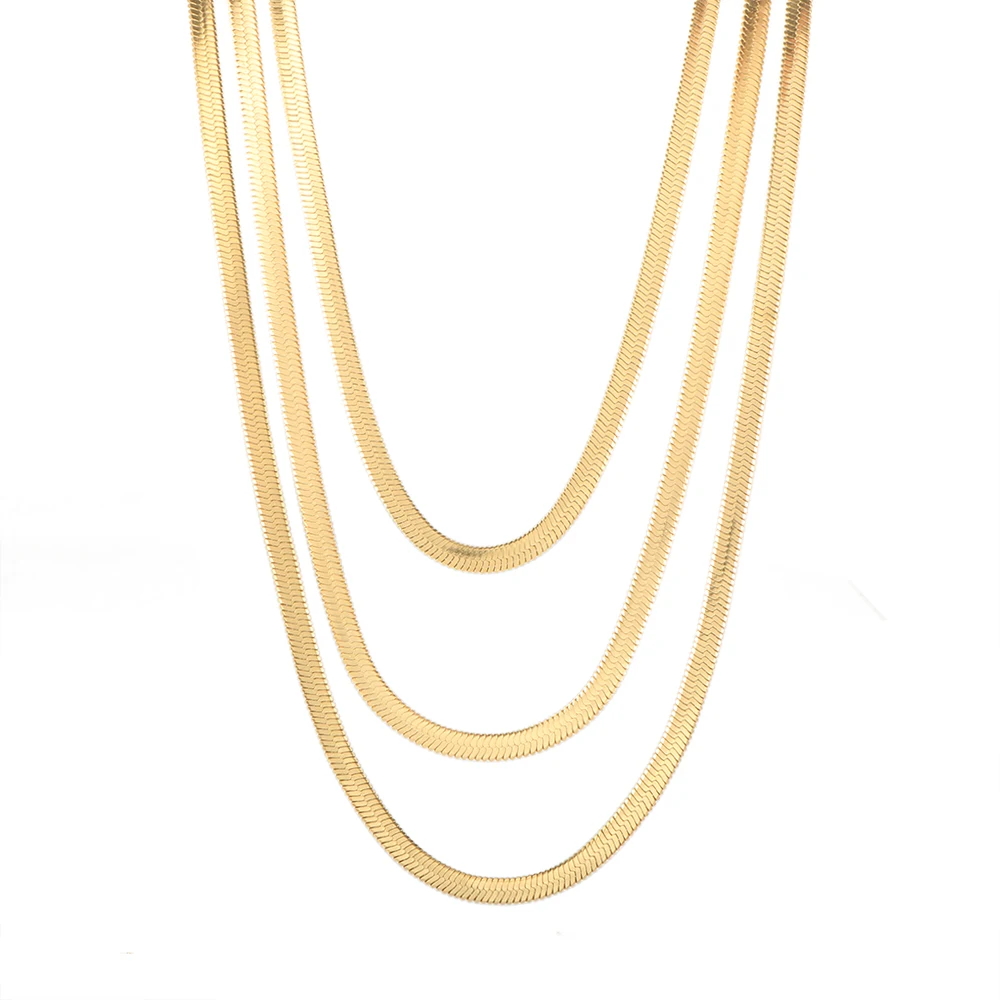 18K Gold Plated Chain Choker Necklace 4MM Flat Snake Chain Herringbone Necklace Dainty Jewelry Gift for Women Girls
18K Gold Plated Chain Choker Necklace 4MM Flat Snake Chain Herringbone Necklace Dainty Jewelry Gift for Women Girls