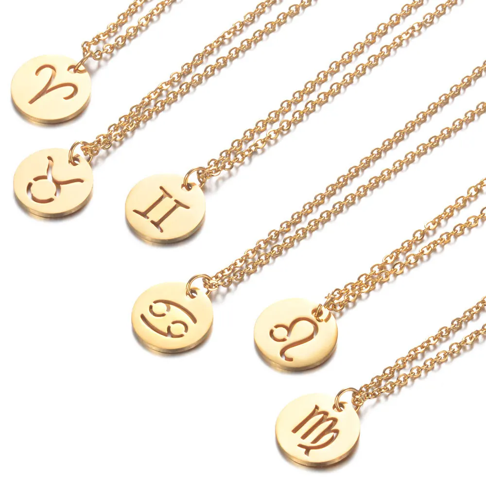 Wholesale Gold Color 12 Constellations Stainless Steel Coin Pendant Necklace Aries Simple Style Zodiac Sign Birthday Jewelry
Wholesale Gold Color 12 Constellations Stainless Steel Coin Pendant Necklace Aries Simple Style Zodiac Sign Birthday Jewelry