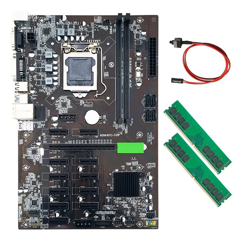 B250 BTC Mining Motherboard Combo Kit USB3.0 LGA 1151 with Switch Cable + 2XDDR4 4GB 2666MHZ RAM Support VGA DVI
B250 BTC Mining Motherboard Combo Kit USB3.0 LGA 1151 with Switch Cable + 2XDDR4 4GB 2666MHZ RAM Support VGA DVI