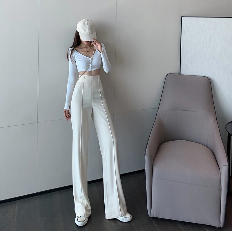 Long Pants For Women High Waist Summer Fashion Elegant Casual Office Lady Straight Trouser
Long Pants For Women High Waist Summer Fashion Elegant Casual Office Lady Straight Trouser