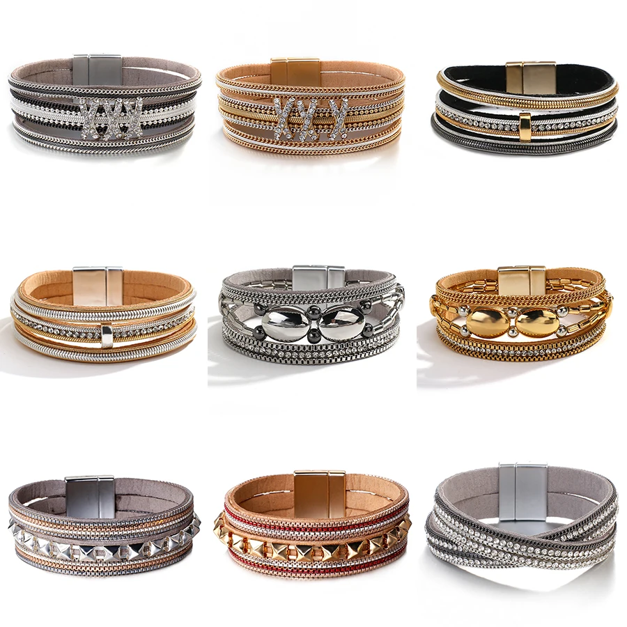 Amorcome Vintage Multiple Layers Charms Leather Bracelets for Women Men Metal Chains Studded Wrap Wrist Bracelet Bangle Jewelry
Amorcome Vintage Multiple Layers Charms Leather Bracelets for Women Men Metal Chains Studded Wrap Wrist Bracelet Bangle Jewelry