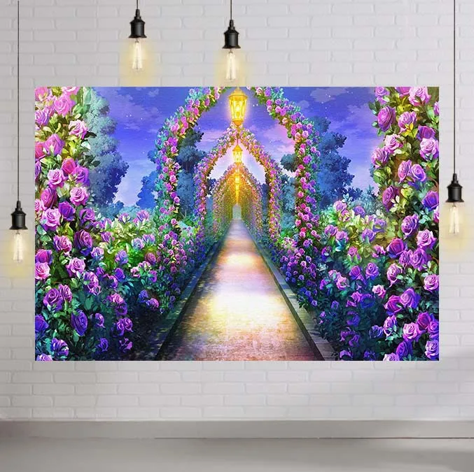 Fairy Tale Garden Purple Flowers Background 9x6ft Baby Shower Party Photography Backdrop Banner Decor Photo Studio Props
Fairy Tale Garden Purple Flowers Background 9x6ft Baby Shower Party Photography Backdrop Banner Decor Photo Studio Props