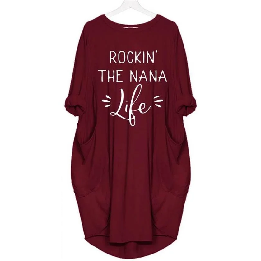 Women Casual Oversize T Shirt Dress With Pocket Rockin The Nana Life Letters Print Pullover Dress Summer Women Vintage Dresses 
Women Casual Oversize T Shirt Dress With Pocket Rockin The Nana Life Letters Print Pullover Dress Summer Women Vintage Dresses