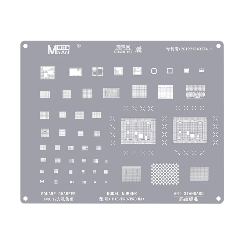 MaAnt AMAOE Square Hole 0.12MM BGA Reballing Stencil For iPhone 13mini 13Pro 13Pro Max Motherboard IC CPU NAND Planting Tin
MaAnt AMAOE Square Hole 0.12MM BGA Reballing Stencil For iPhone 13mini 13Pro 13Pro Max Motherboard IC CPU NAND Planting Tin