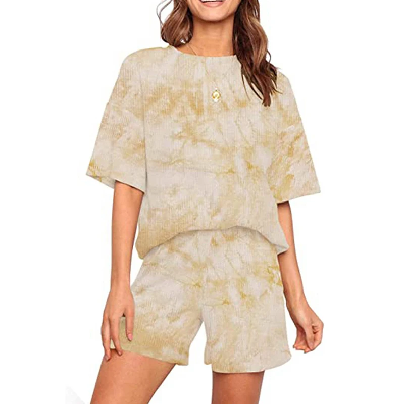 Fashion Summer New Style Products Fashion Home Sports Tie-Dye All-Match Short-Sleeved Top + High Waist Shorts Wholesale 2021
Fashion Summer New Style Products Fashion Home Sports Tie-Dye All-Match Short-Sleeved Top + High Waist Shorts Wholesale 2021