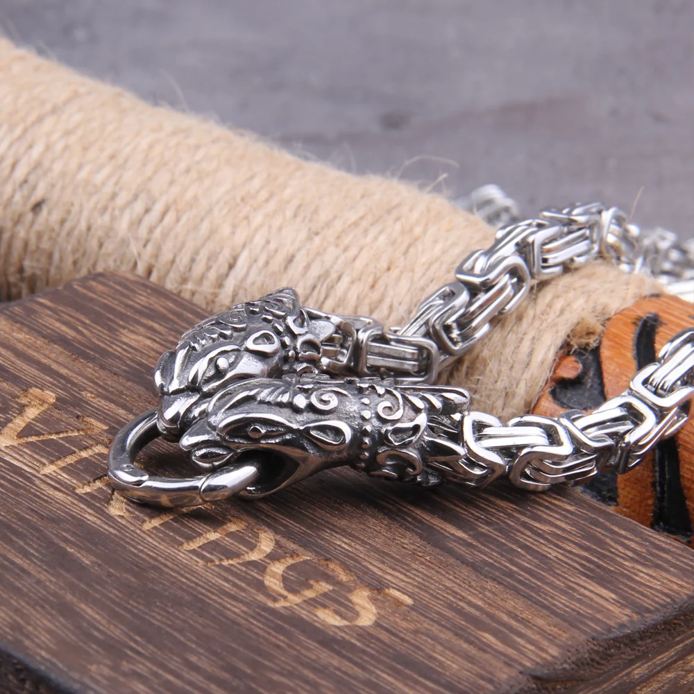 Stainless Steel Viking Wolf Head Square-link Chain with Round Clasp without Pendant with wooden box as christmas gift
Stainless Steel Viking Wolf Head Square-link Chain with Round Clasp without Pendant with wooden box as christmas gift