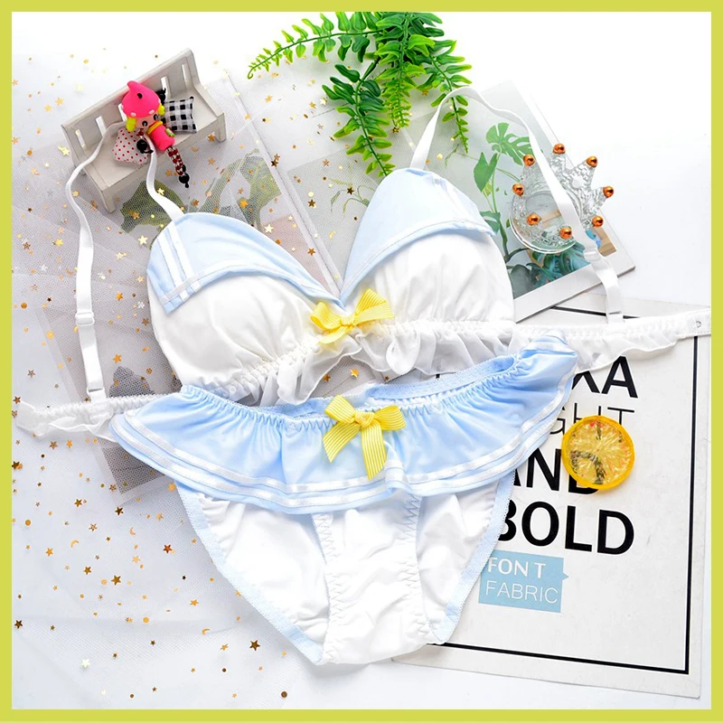 Girls Sailor Bra Briefs Set Japanese Cosplay Ainimi Kawaii Lingerie Bow Ruffles Cotton Underwear Women Shool Girl Outfit
Girls Sailor Bra Briefs Set Japanese Cosplay Ainimi Kawaii Lingerie Bow Ruffles Cotton Underwear Women Shool Girl Outfit