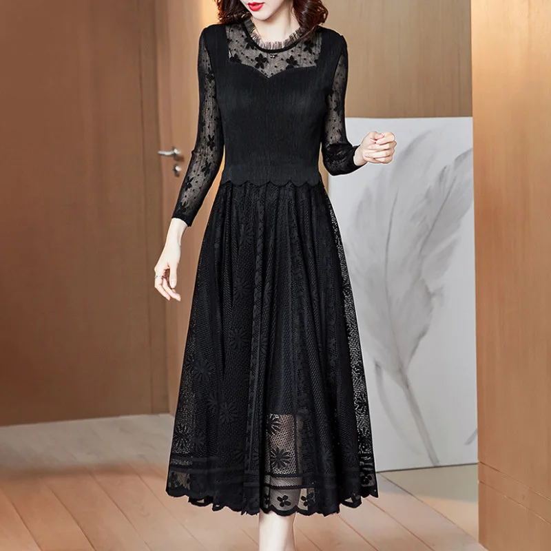 LANMREM Women Black Big Size Lace Long Dress New Round Neck Long Sleeve Loose Fit Fashion Tide Spring Autumn 2021 2E1455
LANMREM Women Black Big Size Lace Long Dress New Round Neck Long Sleeve Loose Fit Fashion Tide Spring Autumn 2021 2E1455
