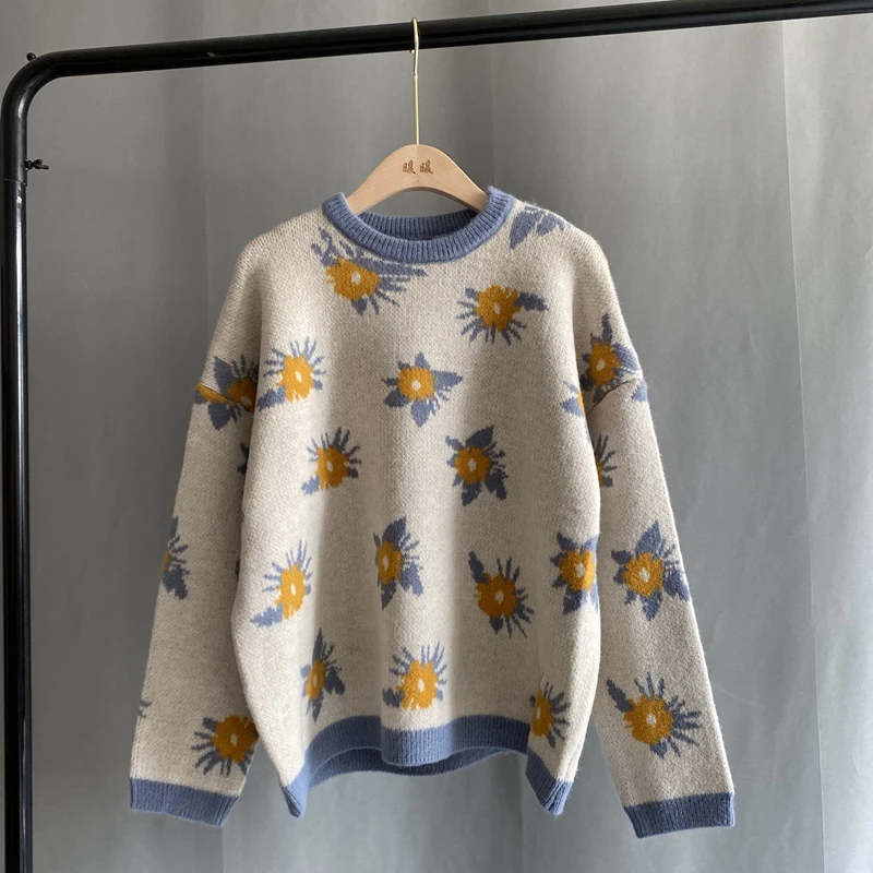 Женский свитер, корейский вязаный пуловер с цветочным рисунком, топы 2020, Осень-зима, длинный рукав, круглый вырез, Повседневный пуловер, хлоп...
Женский свитер, корейский вязаный пуловер с цветочным рисунком, топы 2020, Осень-зима, длинный рукав, круглый вырез, Повседневный пуловер, хлоп...