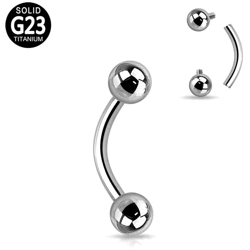 2pcs G23 Titanium Eyebrow Ring Curved Barbell With Balls Ear Helix Tragus Cartilage Piercing Body Jewelry 16G Wholesale
2pcs G23 Titanium Eyebrow Ring Curved Barbell With Balls Ear Helix Tragus Cartilage Piercing Body Jewelry 16G Wholesale